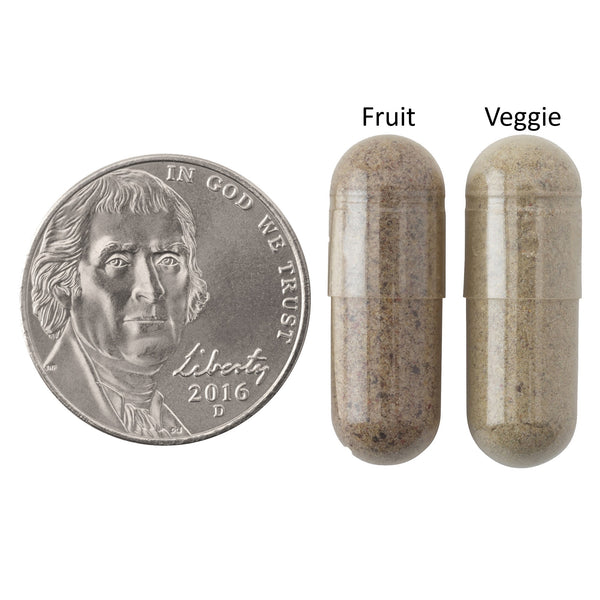 Natrol JuiceFestiv Daily Fruit & Veggie Capsules Size Comparison