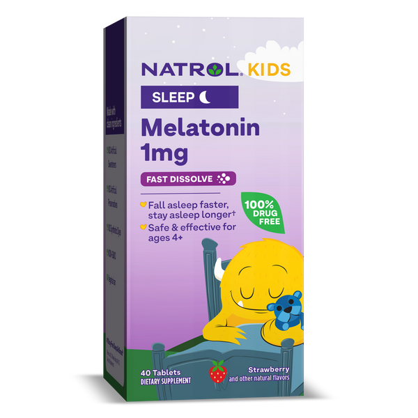 Natrol Kids Melatonin Strawberry Fast Dissolve Tablets Box