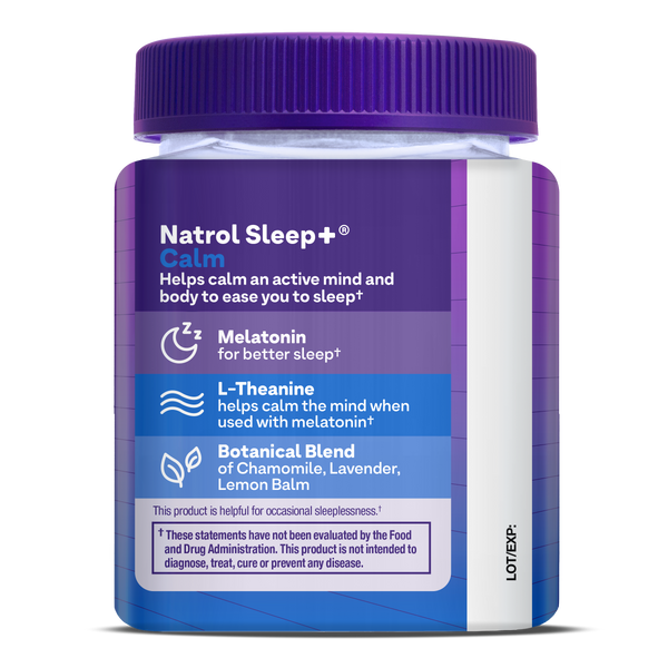 Natrol Sleep+ Calm Strawberry Gummies Bottle Back
